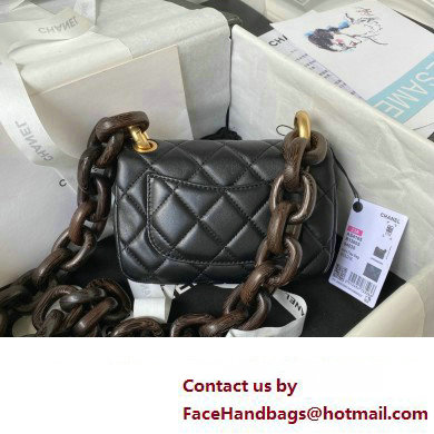 Chanel Mini Flap Bag in Lambskin  &  Ash-Wood AS4165 black 2023